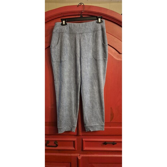 Logo Lounge Size Small Heather Blue Capri Pull On Comfort Pants Denim Look EUC - Picture 1 of 4